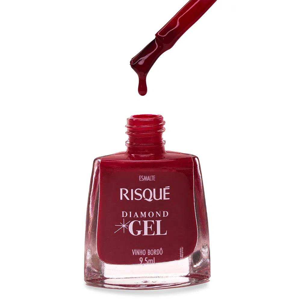 Esmalte Risqué Diamond Gel Vinho Bordô 9,5ml - Vinho - Diamond Gel