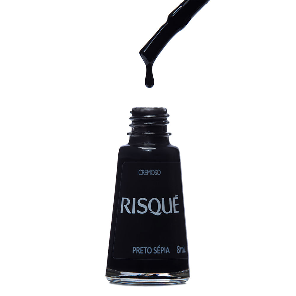 Esmalte Risqué Cremoso Preto Sépia 8ml - Preto