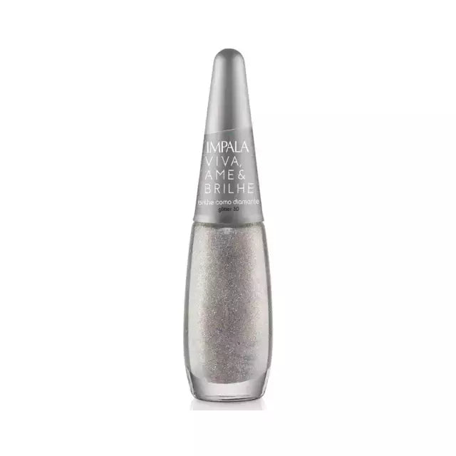 Esmalte Impala Glitter 3D Brilhe Como Diamante 7,5ml - Prata - Viva, Ame & Brilhe