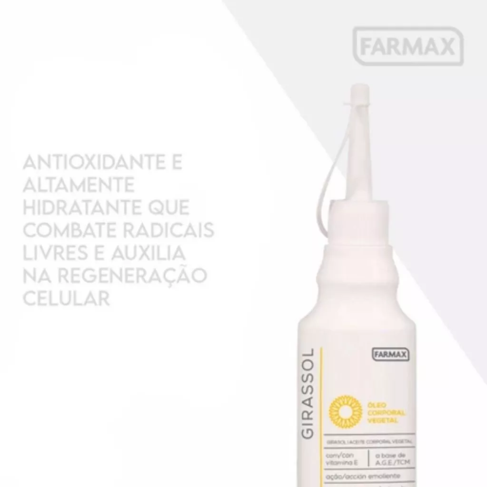 Óleo Corporal De Girassol Com Almotolia Farmax 100ml