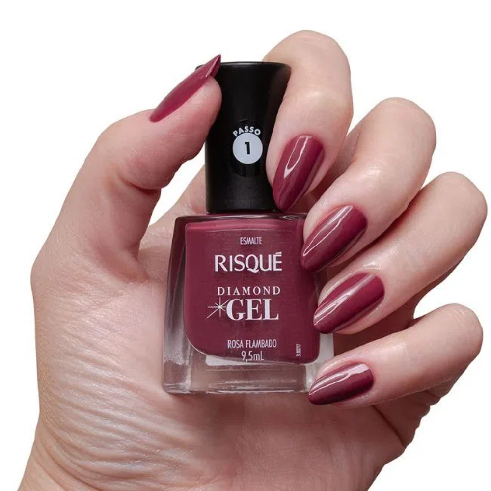 Esmalte Risqué Diamond Gel Rosa Flambado 9,5ml - Rosa - Diamond Gel