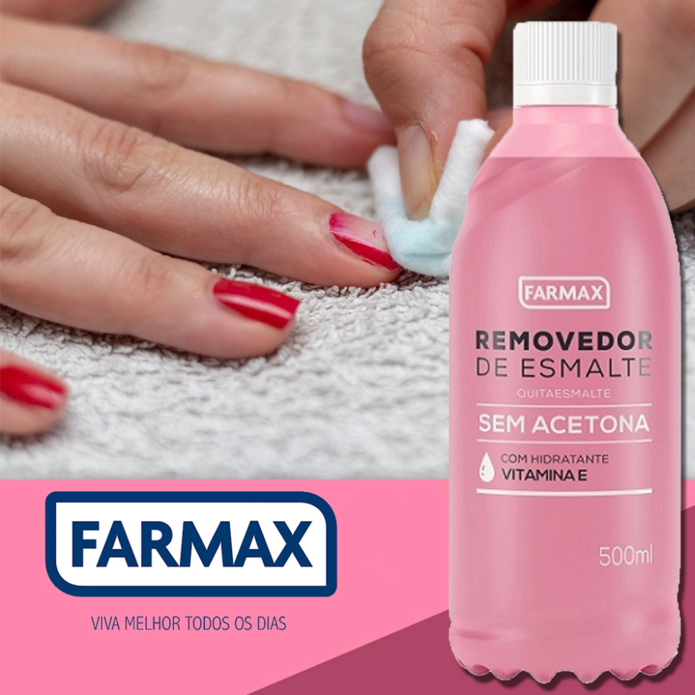 Removedor Sem Acetona Com Hidratante Vitamina E 500ml Farmax