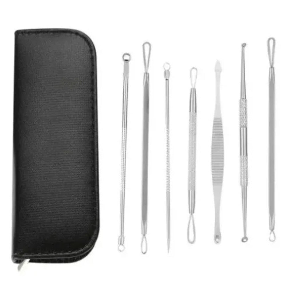 Kit De 7 Curetas Para Extração De Cravos Com Case