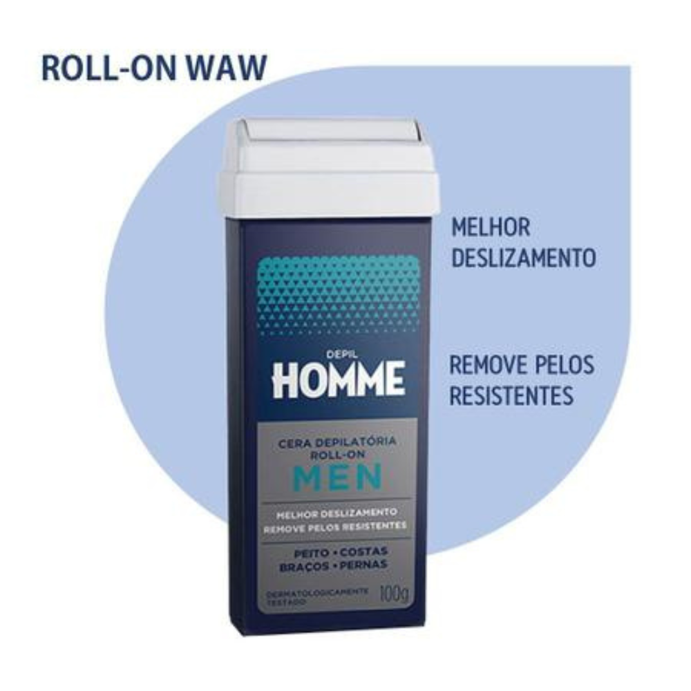 Refil Cera Depilatória Roll On Deo Masculino Depil Homme 100g