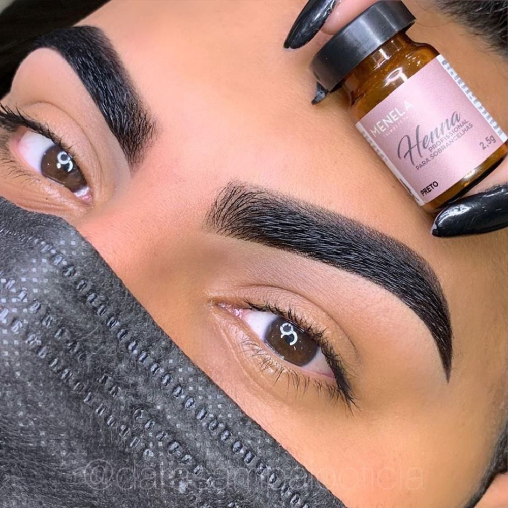 Kit Henna E Fixador Menela Preto 2,5g