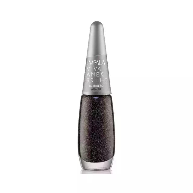 Esmalte Impala Glitter 3D Na Mira 3D 7,5ml - Chumbo - Viva, Ame & Brilhe