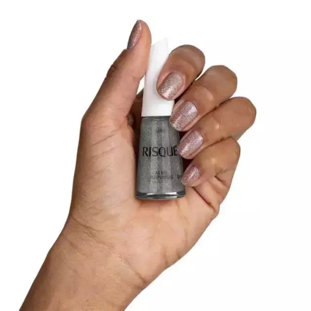 Esmalte Risqué Glitter As Mil Purpurinas 8ml - Prata - Glitter