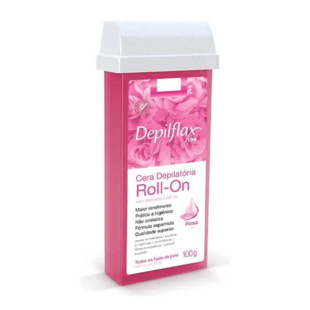 Kit 6 Refil Cera Depilatória Roll On Rosa Depilflax 100g