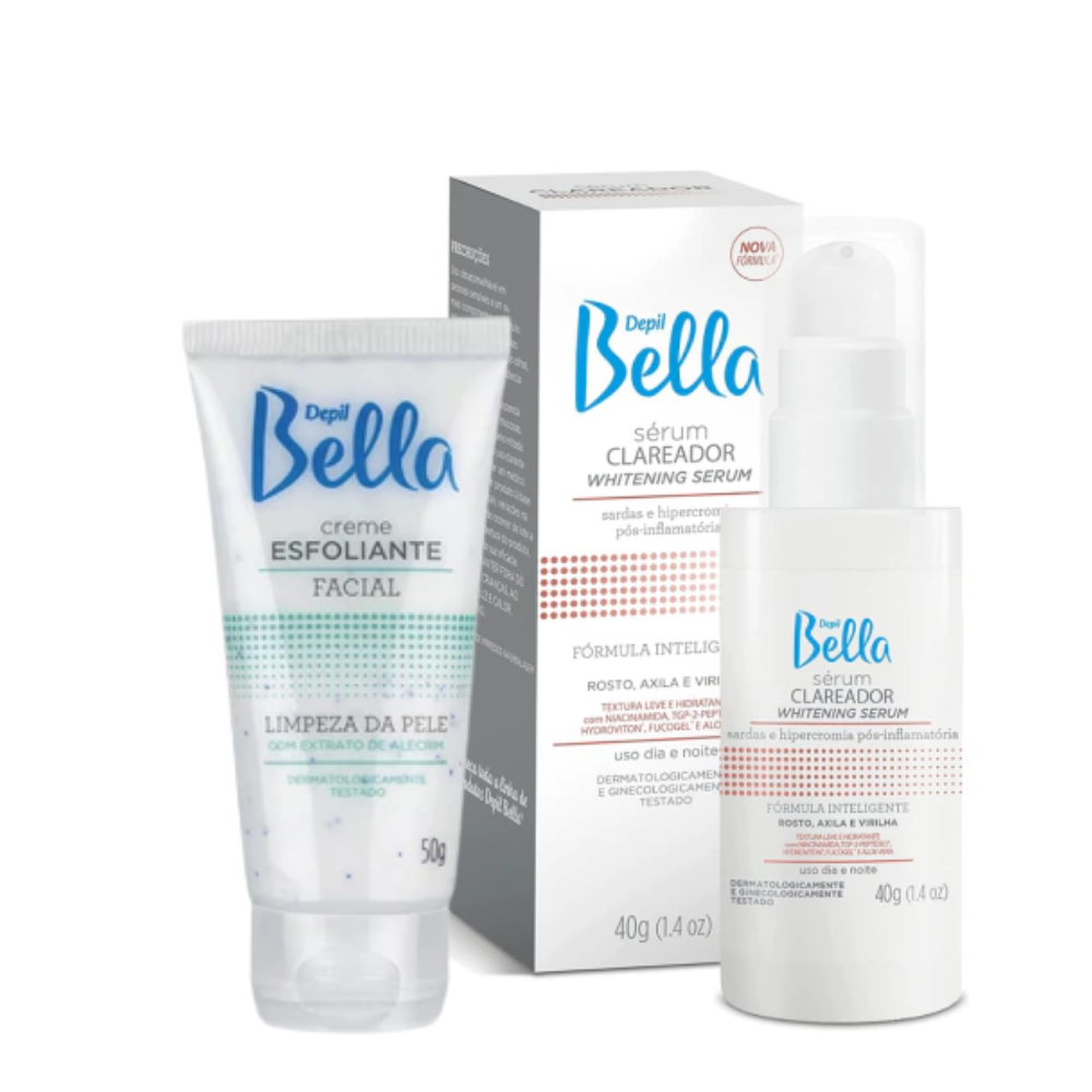Kit Clareador Facial Sérum E Esfoliante Facial Depil Bella