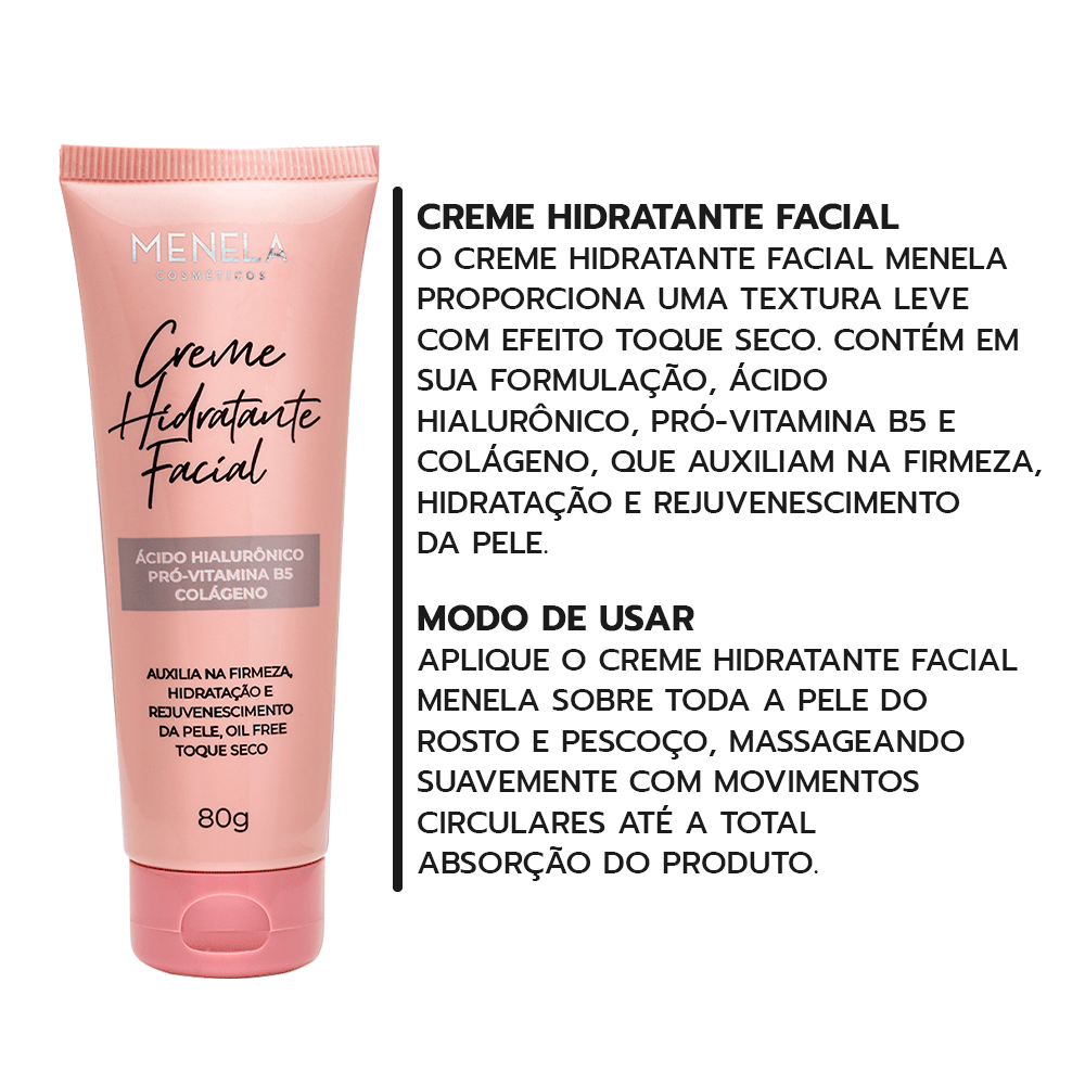 Creme De Hidratação Para O Rosto Com Ácido Hialurônico Menela 80g