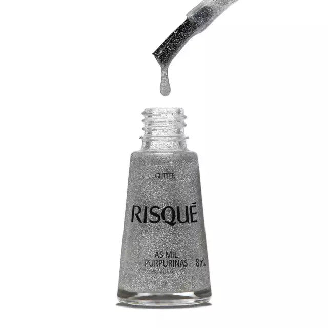 Esmalte Risqué Glitter As Mil Purpurinas 8ml - Prata - Glitter