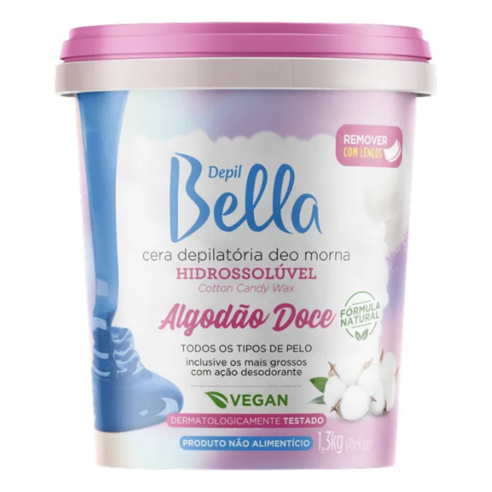 Cera Hidrossolúvel Algodão Doce Depil Bella 1,3kg