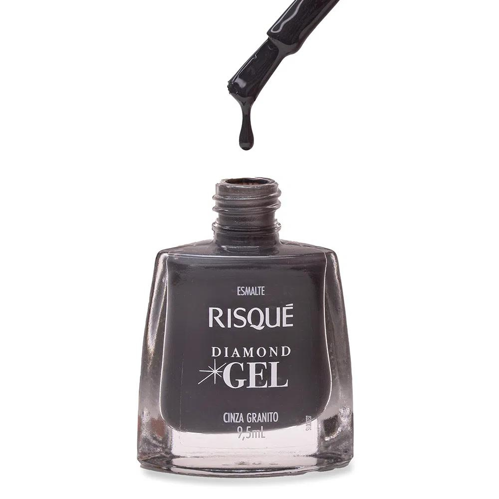 Esmalte Risqué Diamond Gel Cinza Granito 9,5ml - Cinza - Diamond Gel
