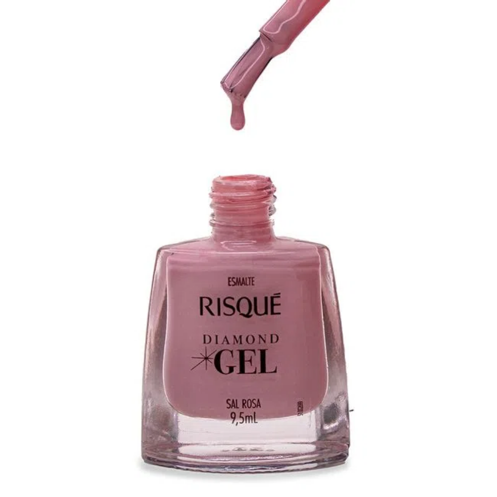 Esmalte Risqué Diamond Gel Sal Rosa 9,5ml - Nude - Diamond Gel
