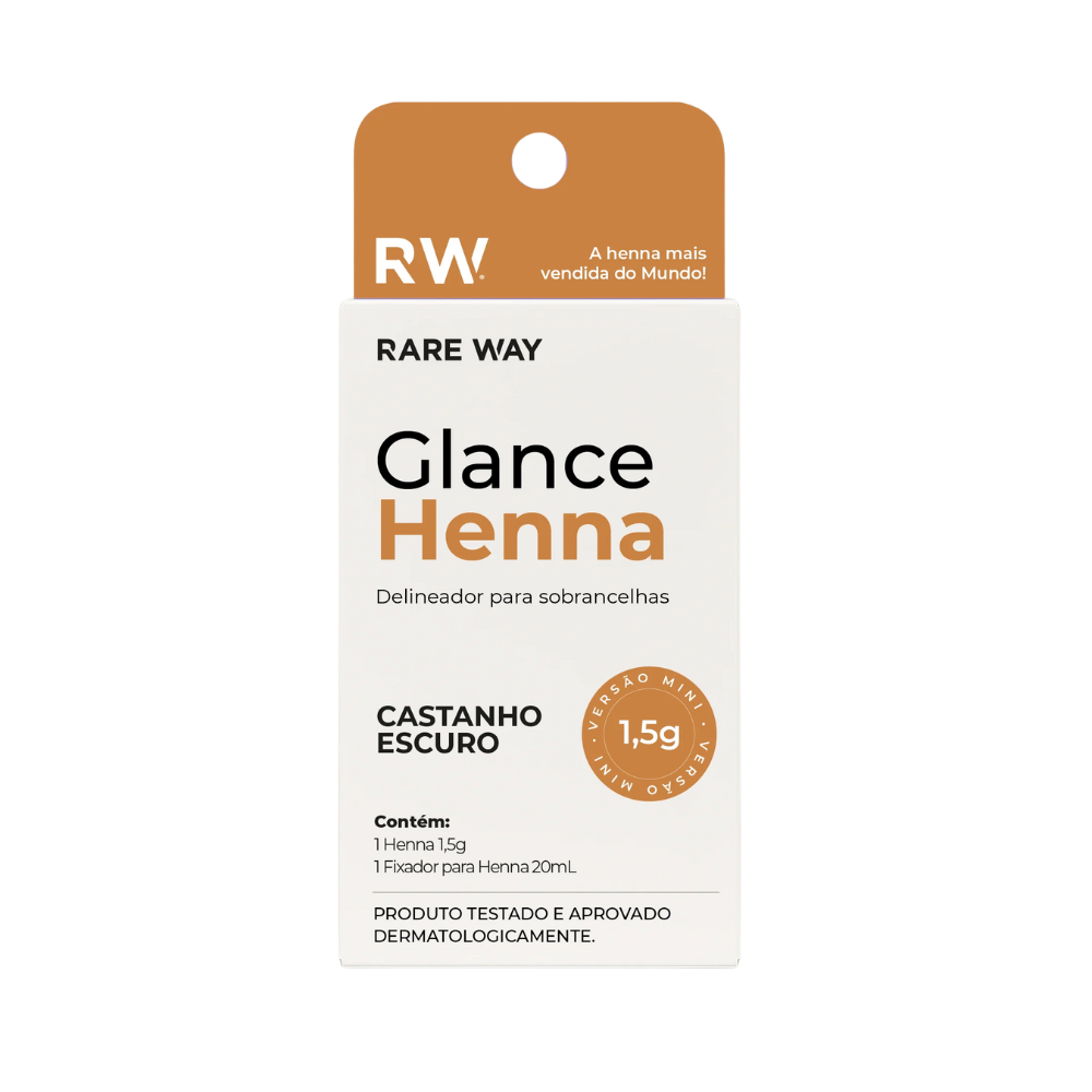 Kit Henna E Fixador Para Sobrancelhas Glance Mini Castanho Escuro Rare Way 1,5g