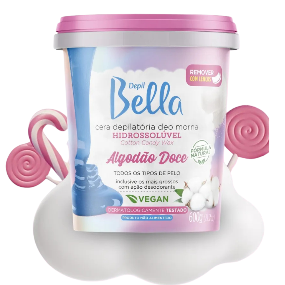 Cera Hidrossolúvel Algodão Doce Depil Bella 600g