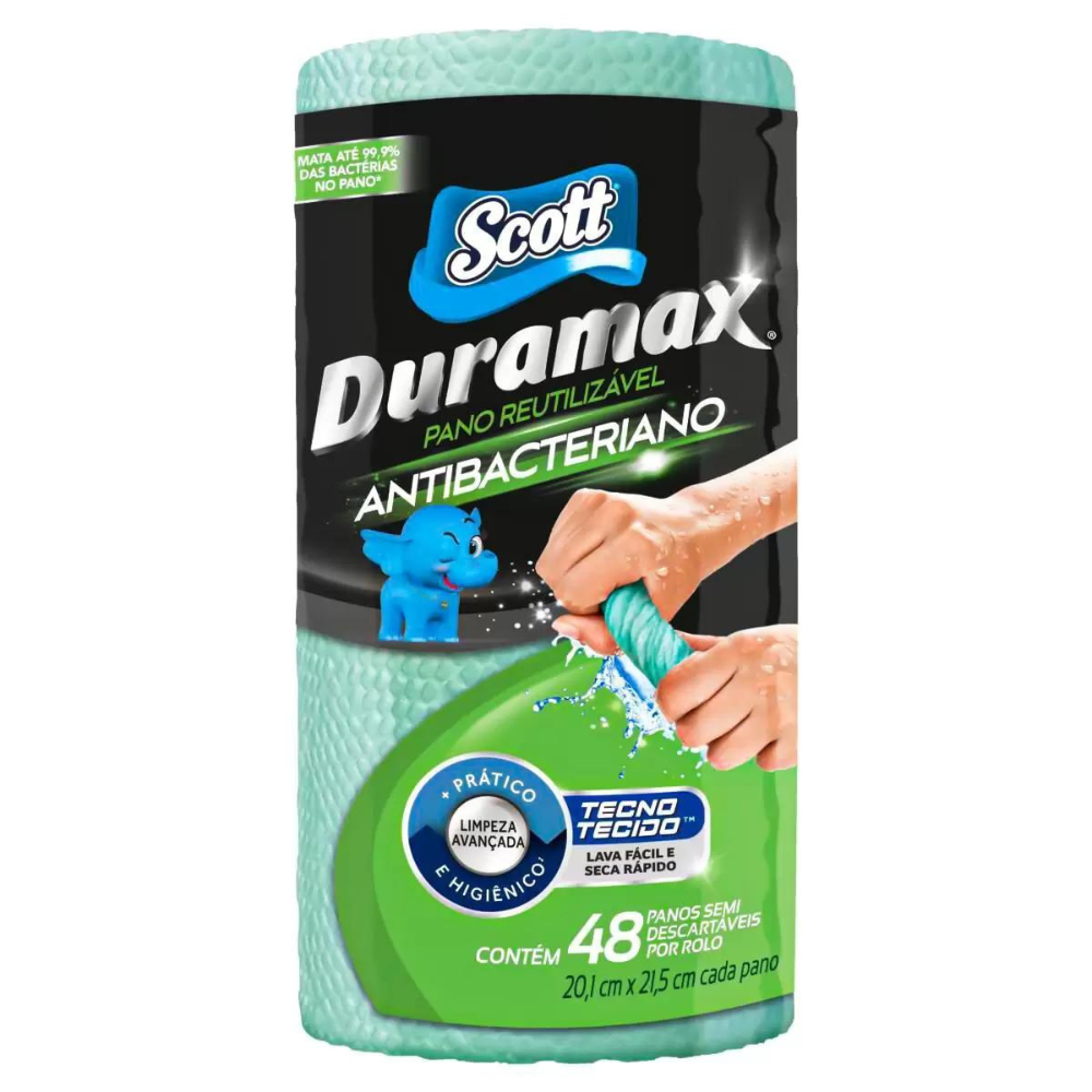 Pano Reutilizável Em Rolo Scott Duramax 48 Unidades Verde antibactericida