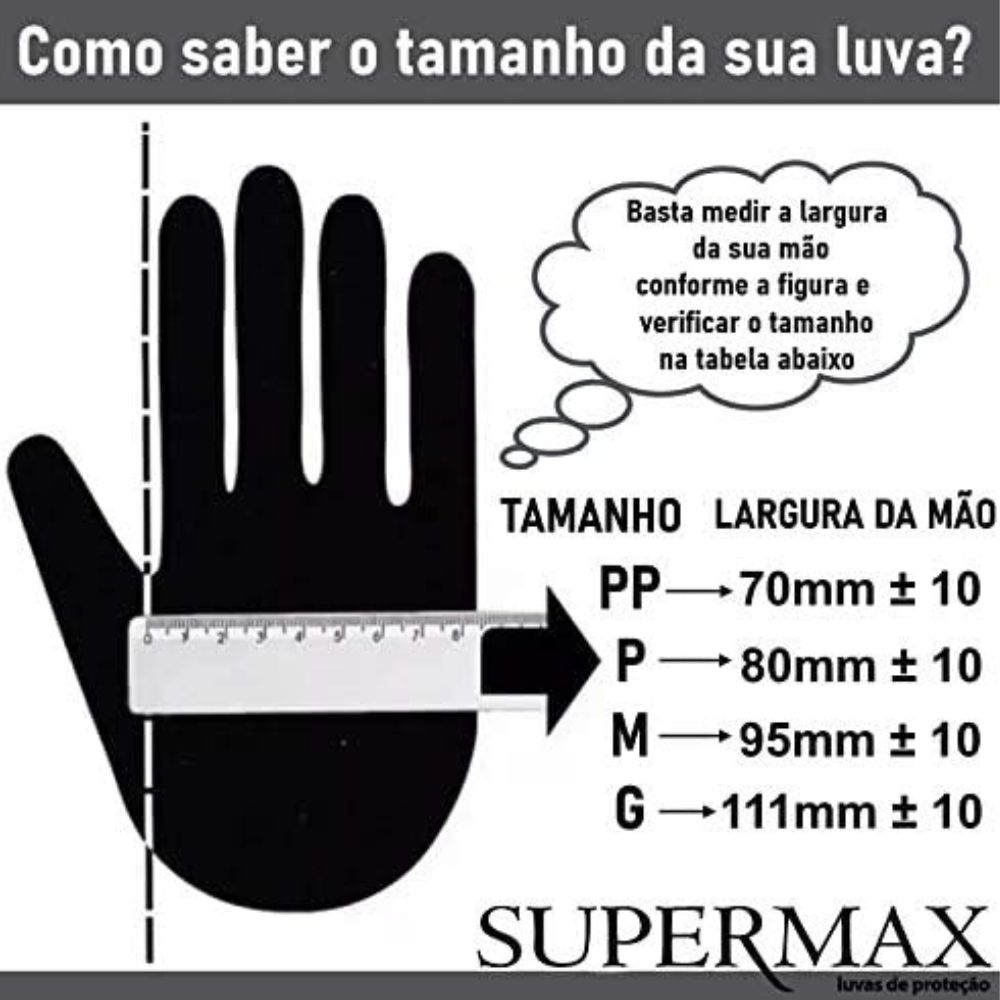 Caixa De Luvas Nitrílicas Super Max Tamanho P Com 100 Unidades Preta