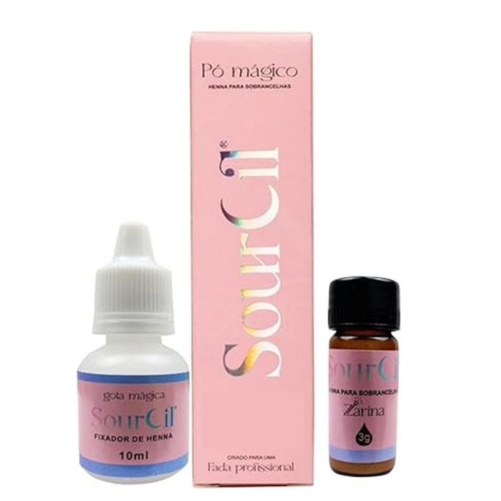 Kit Henna Sourcil Castanho Escuro 3g E Fixador 10ml