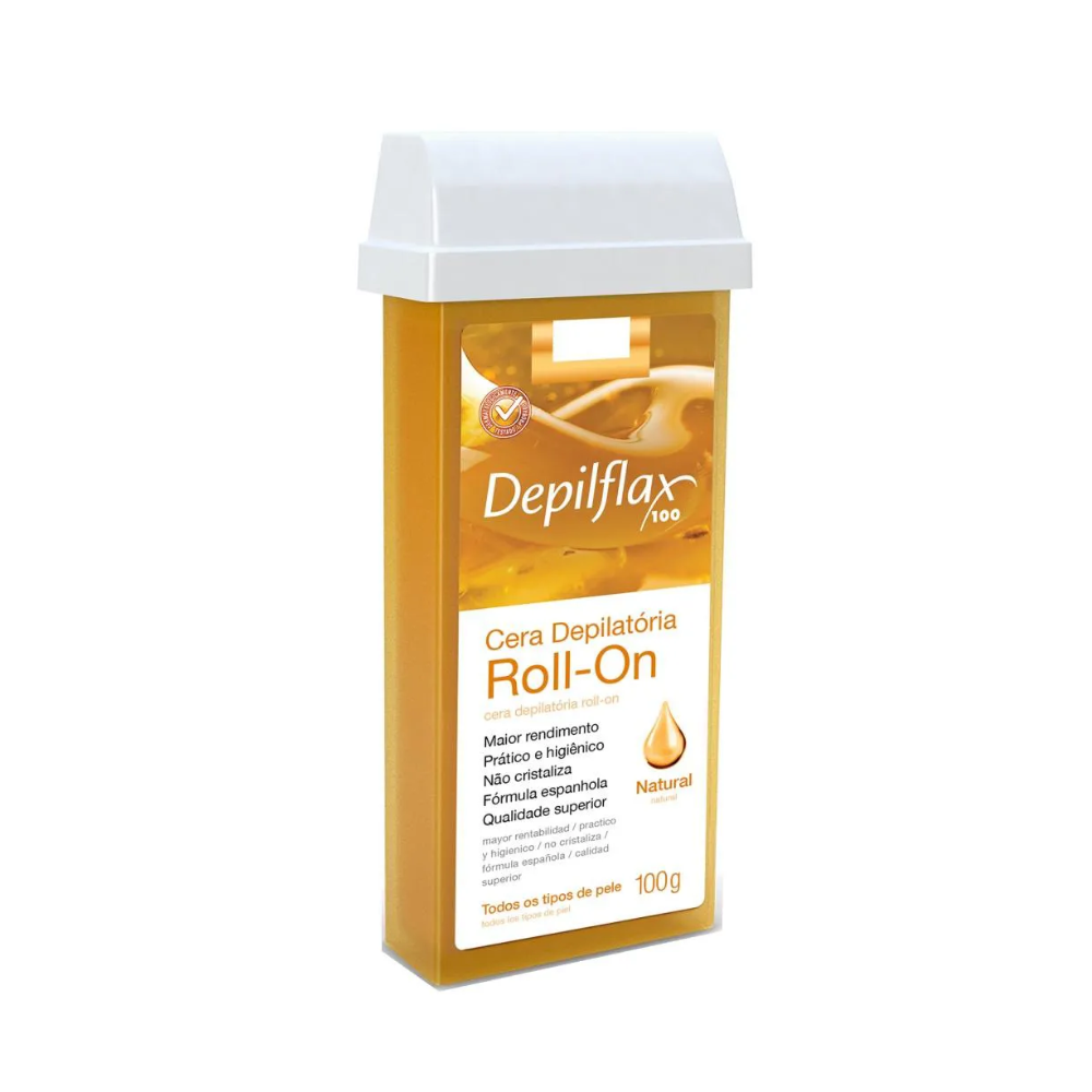 Kit 6 Refil Cera Depilatória Roll On Natural Depilflax 100g