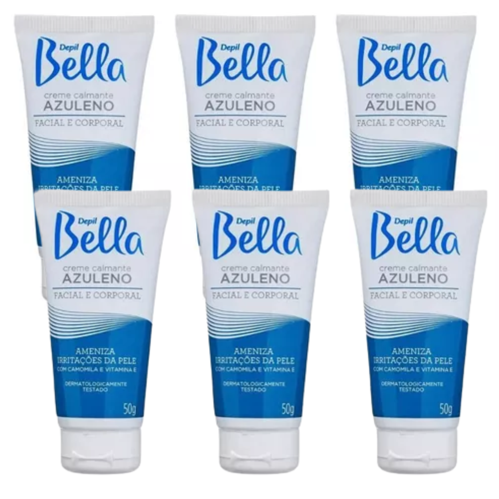 Kit Com 6 Creme Calmante Facial E Corporal Alfazulen Depil Bella 50g