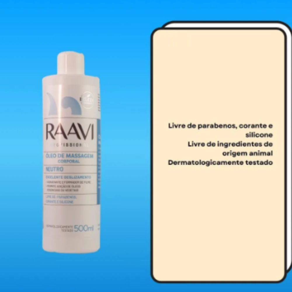 Óleo De Massagem Corporal Neutro Raavi 500ml