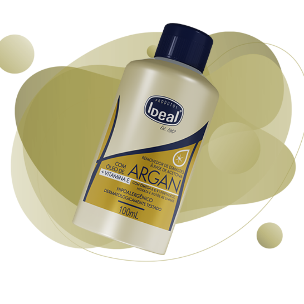Removedor De Esmaltes Sem Acetona E Vitamina E Óleo De Argan Ideal 500ml