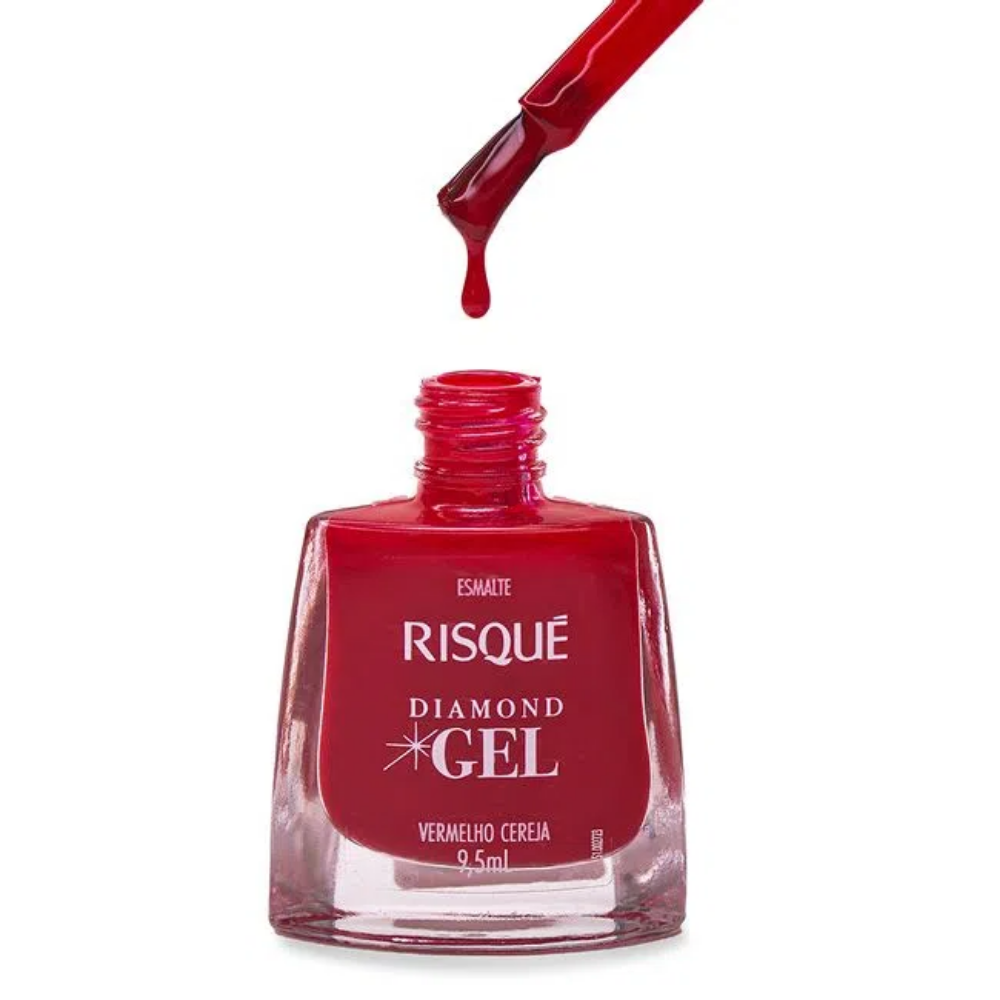 Esmalte Risqué Diamond Gel Vermelho Cereja 9,5ml - Vermelho - Diamond Gel