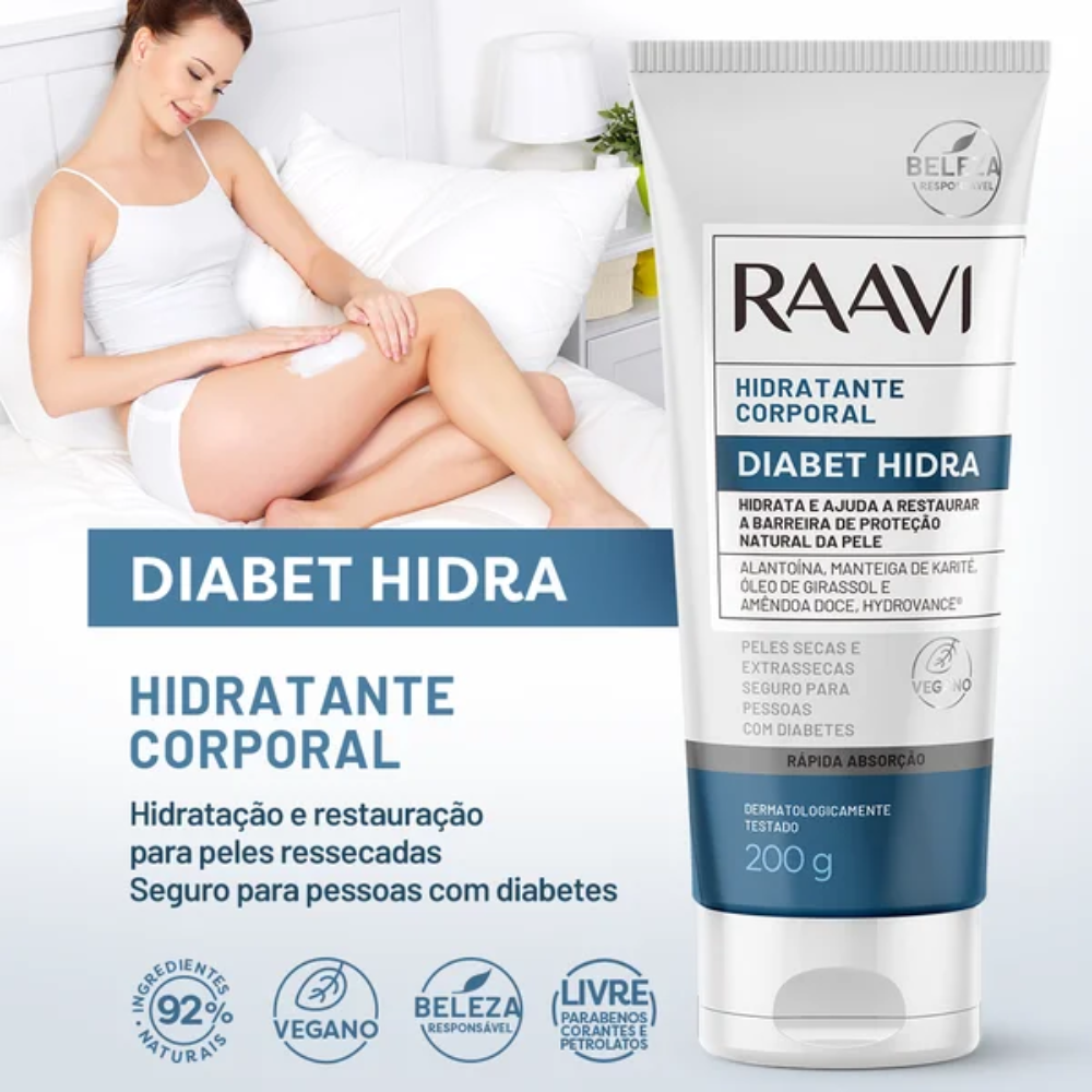 Kit Com 6 Creme Hidratante Diabet Raavi 200g