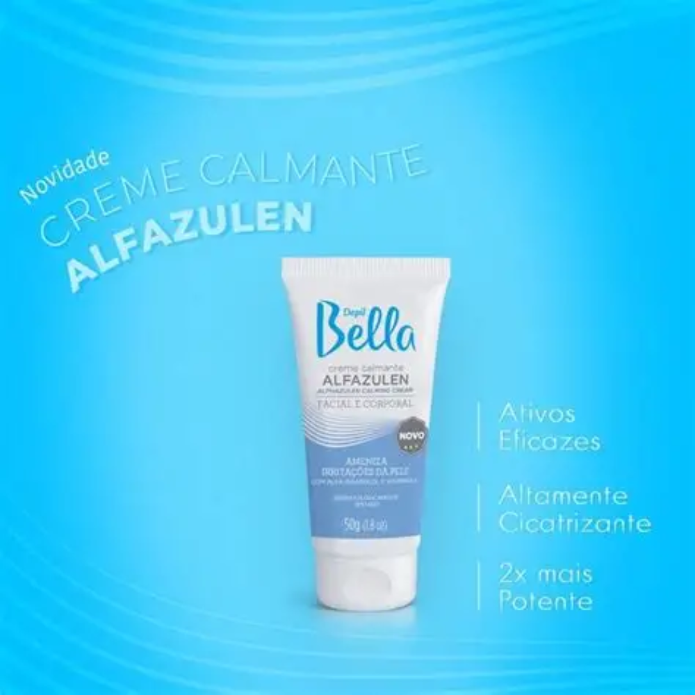 Kit Com 12 Creme Calmante Facial E Corporal Alfazulen Depil Bella 50g