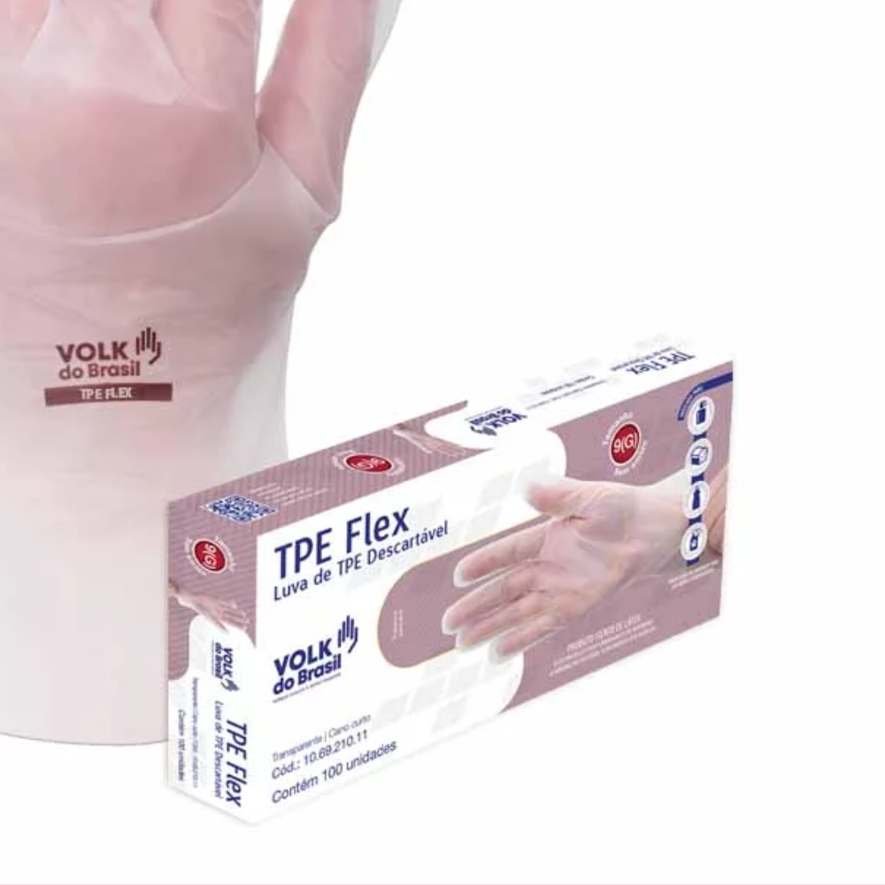 Caixas De Luvas TPE Flex Transparente 100 Unidades Tamanho P Volk