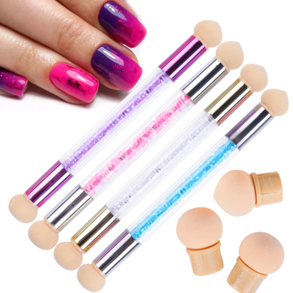 Kit De Esfumaçar Nail Art Tool Cabo De Cristal