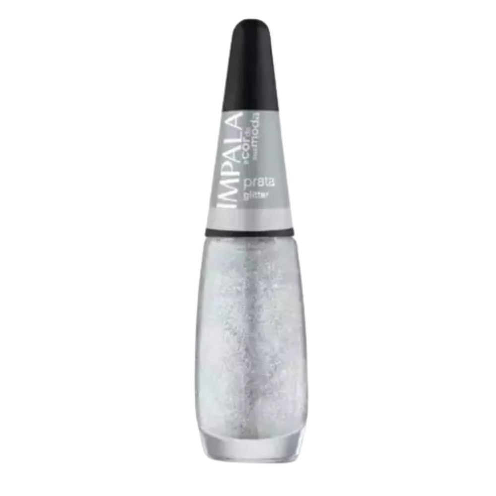 Esmalte Impala Glitter Prata 7,5ml - Prata - Glitter