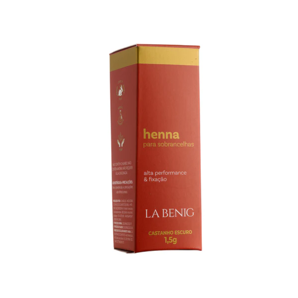 Kit La Benig Henna E Fixador Profissional 1,5g Castanho Escuro