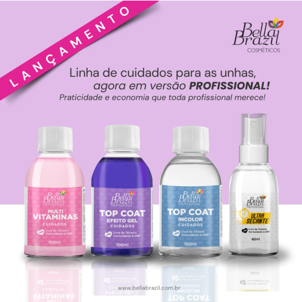 Esmalte Bella Brazil Profissional Top Coat Efeito Gel 100ml