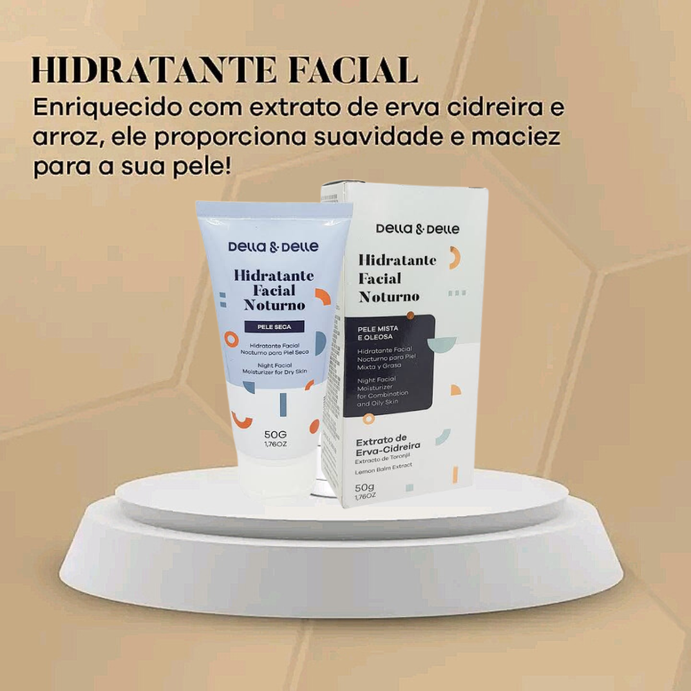 Hidratante Facial Noturno Pele Seca Della E Delle 50g Extrato De Camomila