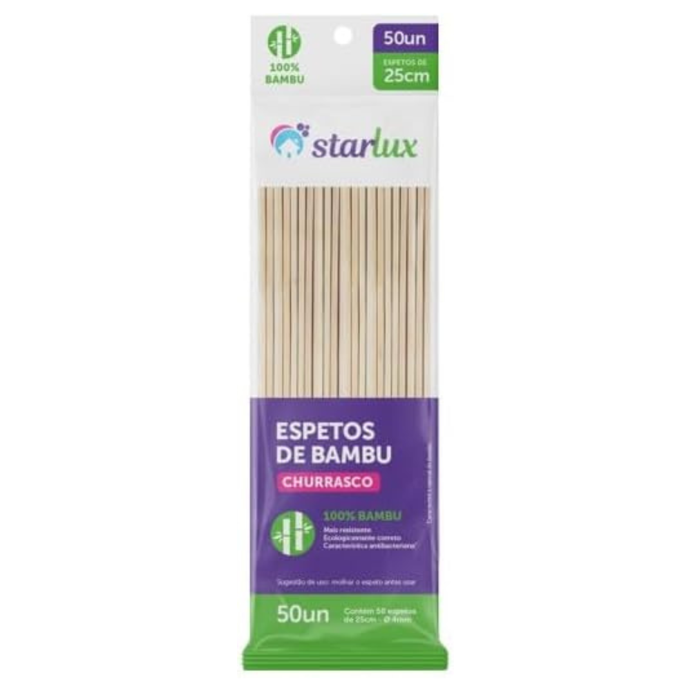 Espetos De Bambu Starlux 25cm 50 Unidades
