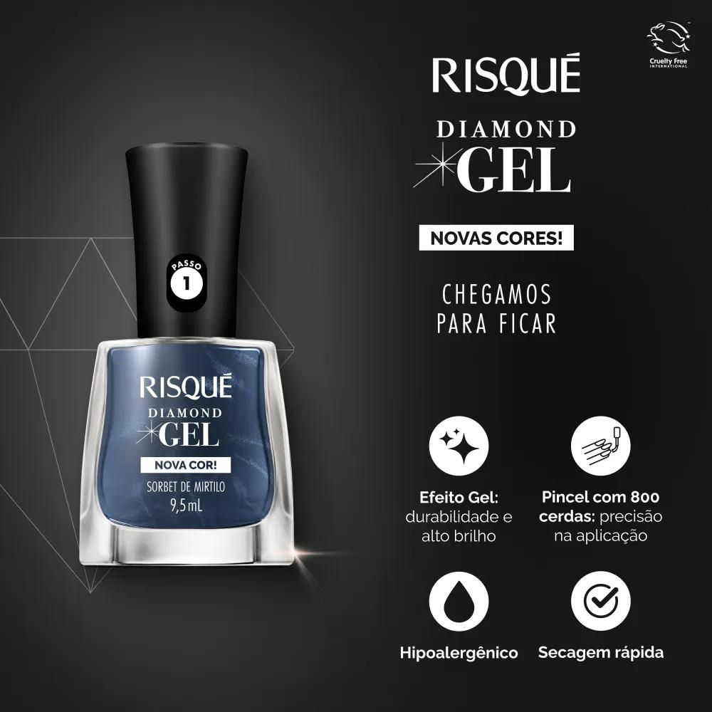 Esmalte Risqué Diamond Gel Sobert Mirtilo 9,5ml
