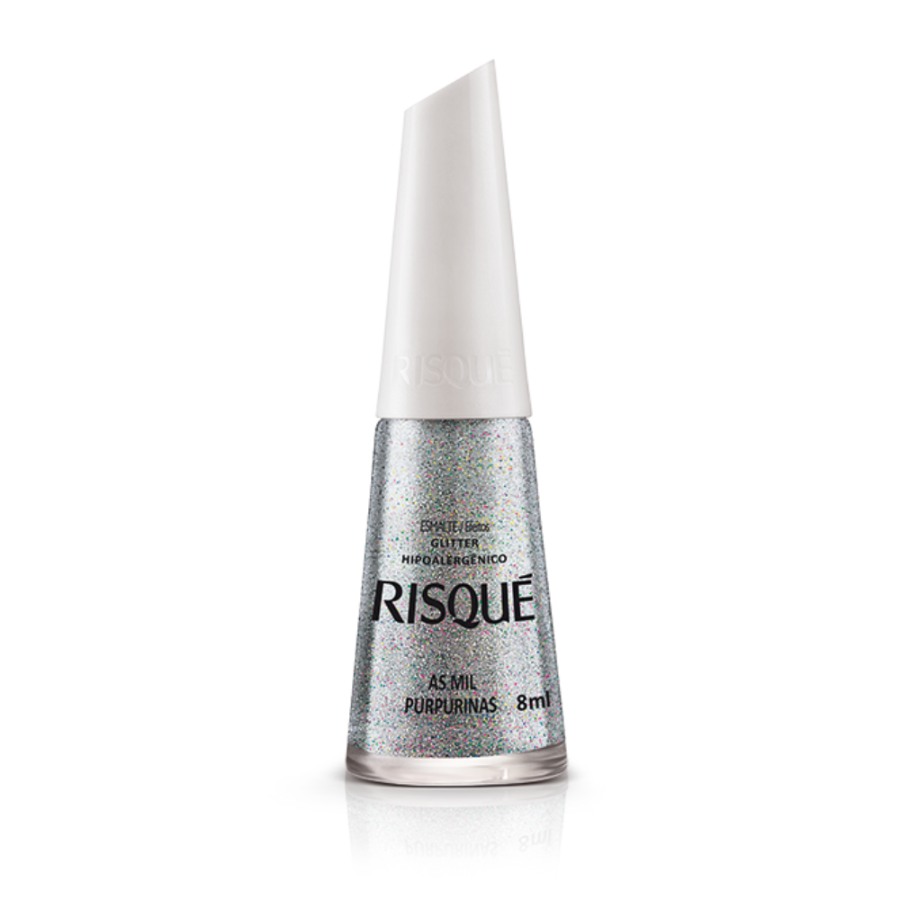 Esmalte Risqué Glitter As Mil Purpurinas 8ml - Prata - Glitter