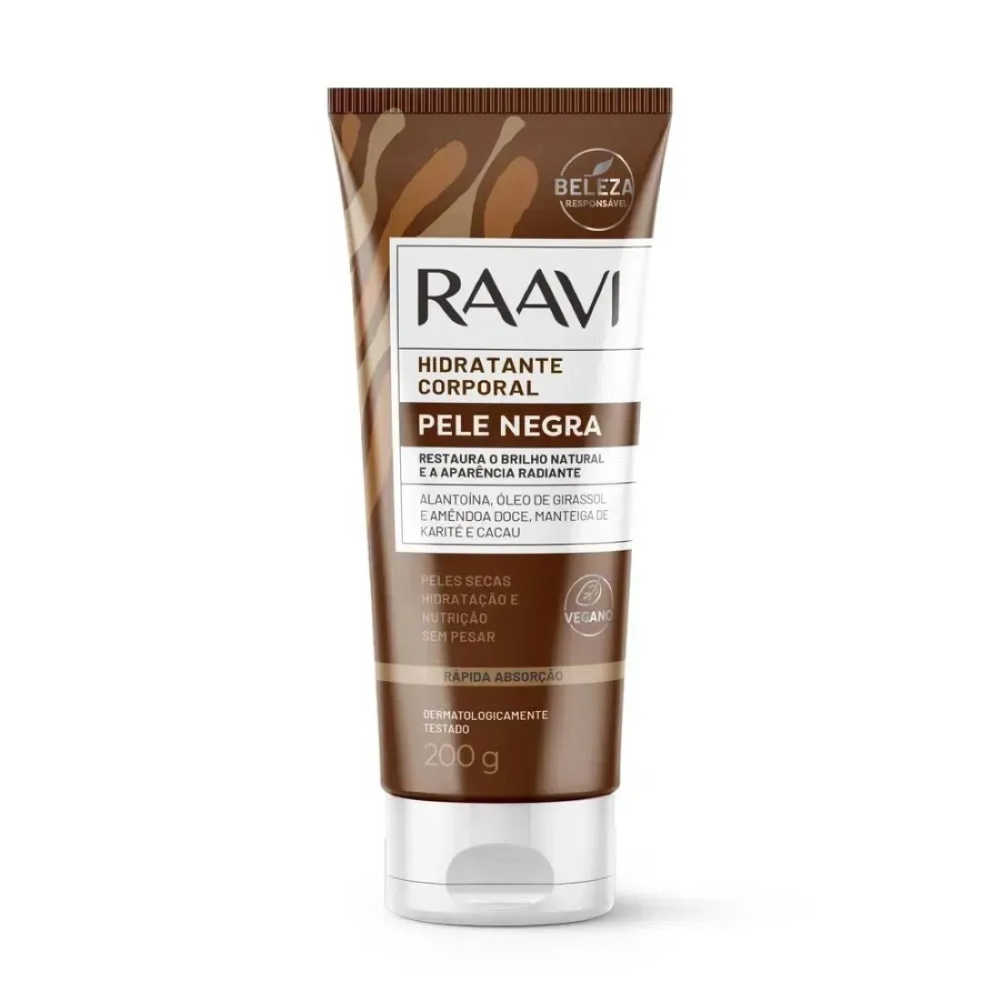 Kit Com 3 Hidratante Corporal Pele Negra Raavi 200g