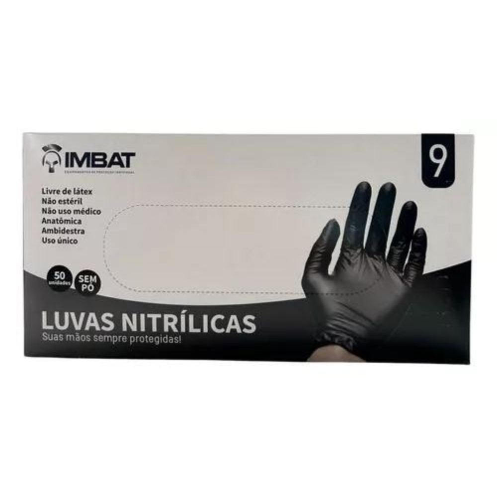 Caixa de Luvas Nitrílicas sem Pó 50 Unidades Tamanho M Imbat