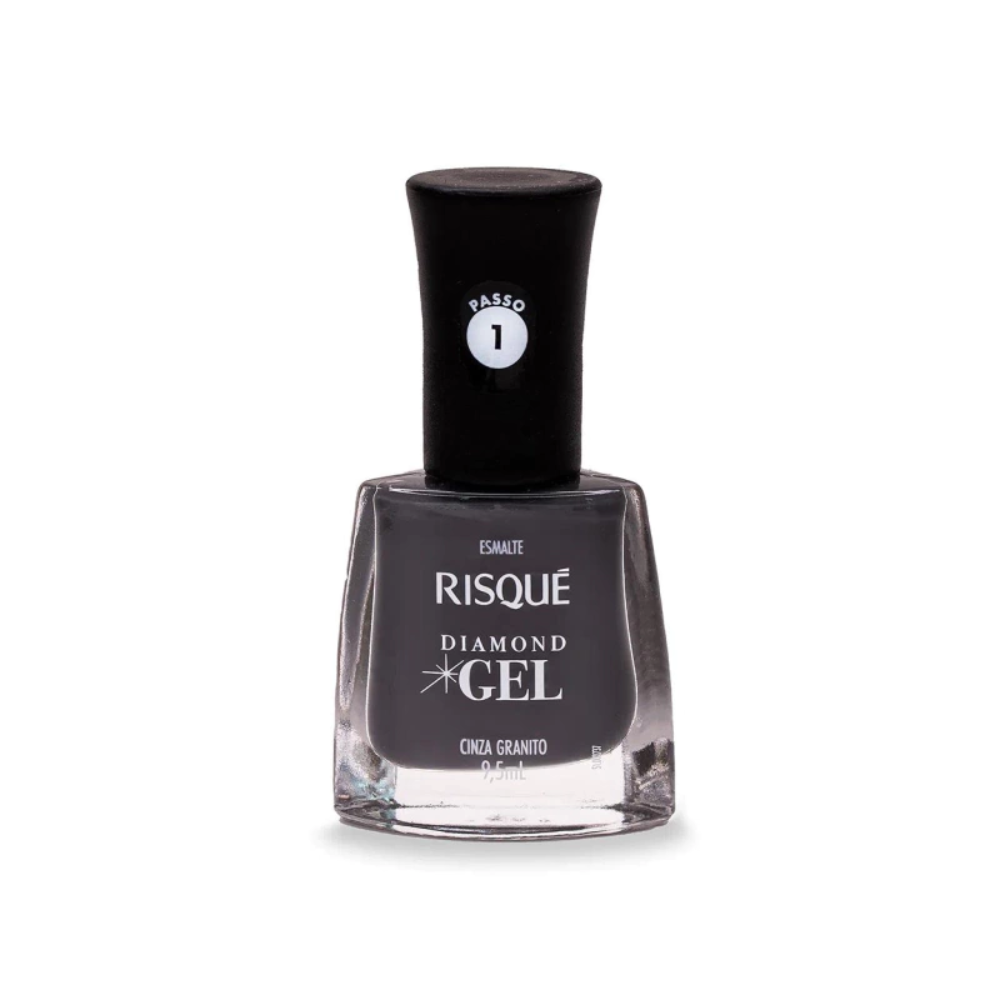 Esmalte Risqué Diamond Gel Cinza Granito 9,5ml - Cinza - Diamond Gel