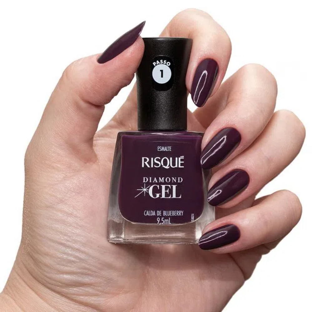 Esmalte Risqué Diamond Gel Calda De Blueberry 9,5ml - Roxo - Diamond Gel