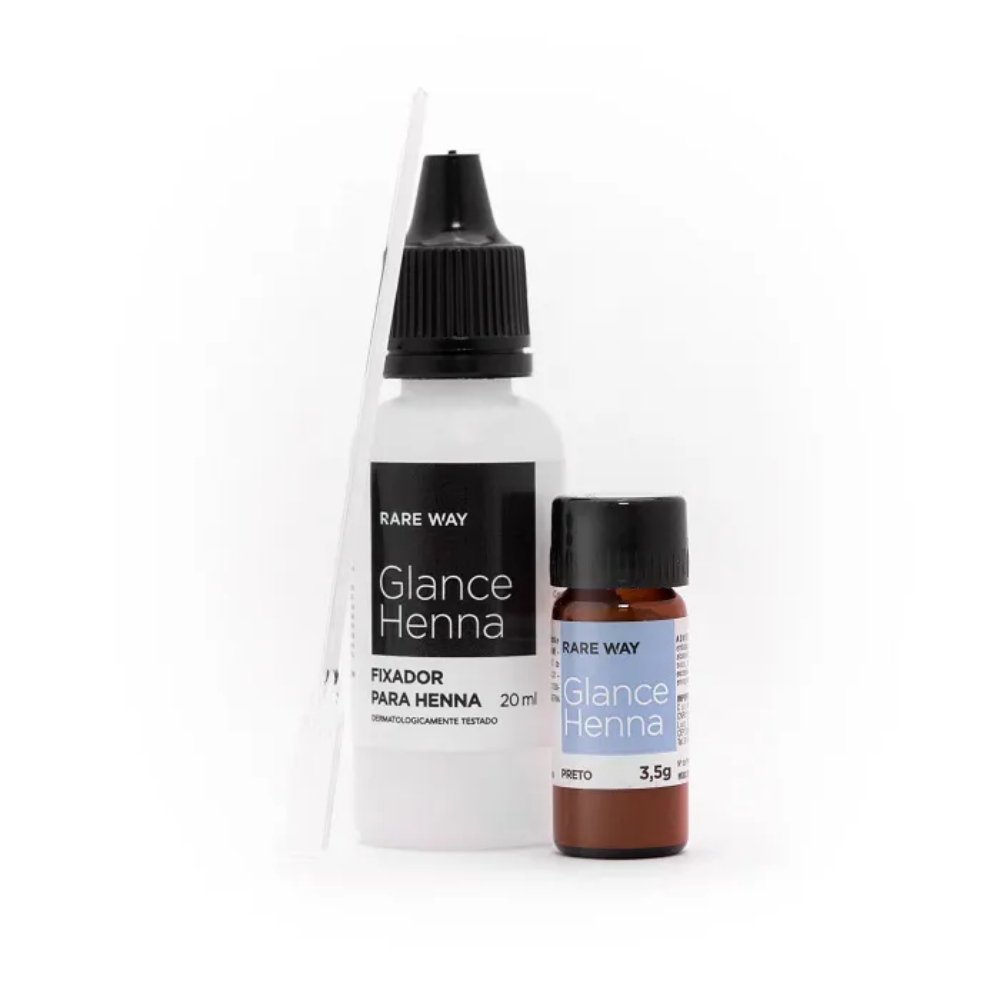 Kit Henna E Fixador Para Sobrancelhas Glance Preto Rare Way 3,5g
