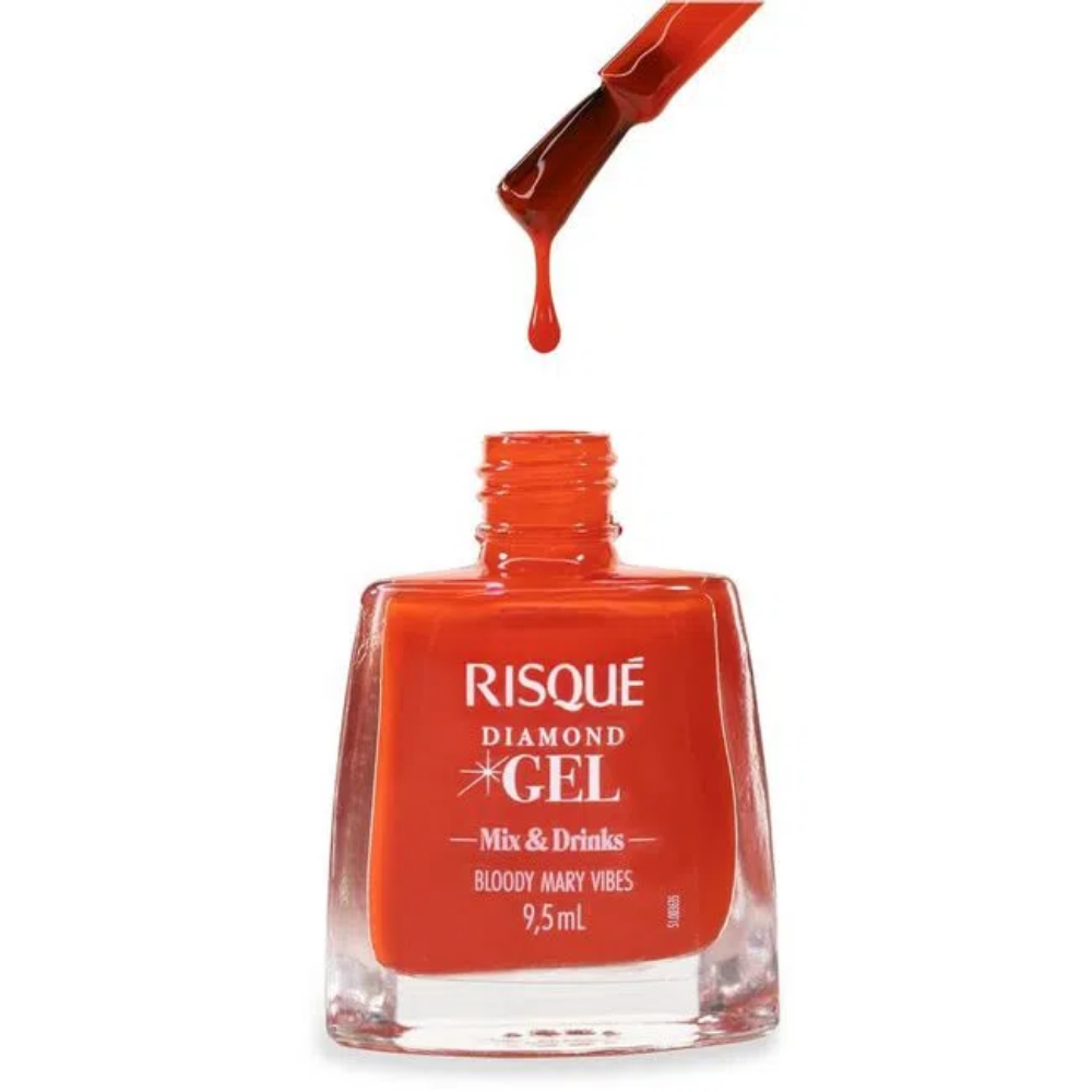Esmalte Risqué Diamond Bloody Mary Vibes 9,5ml - Vermelho - Diamond Gel