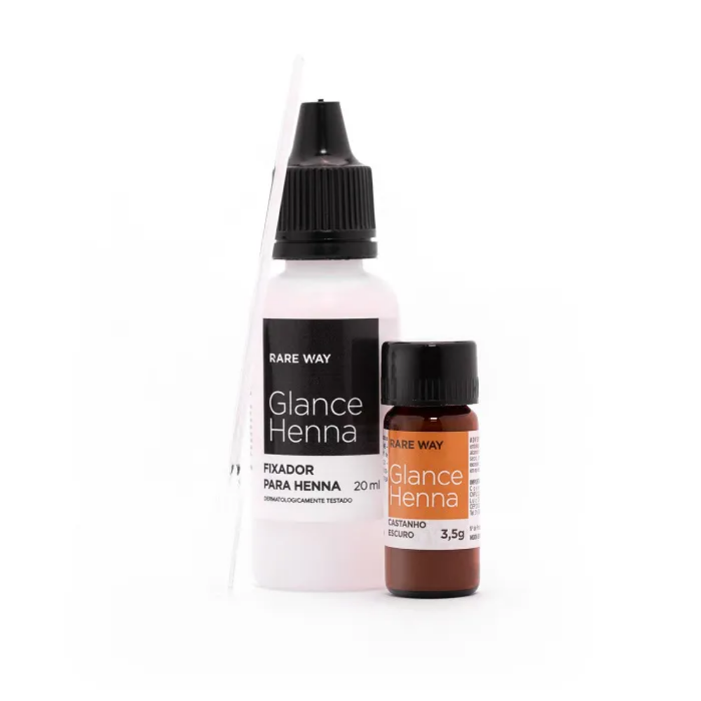 Kit Henna E Fixador Para Sobrancelhas Glance Castanho Escuro Rare Way 3,5g