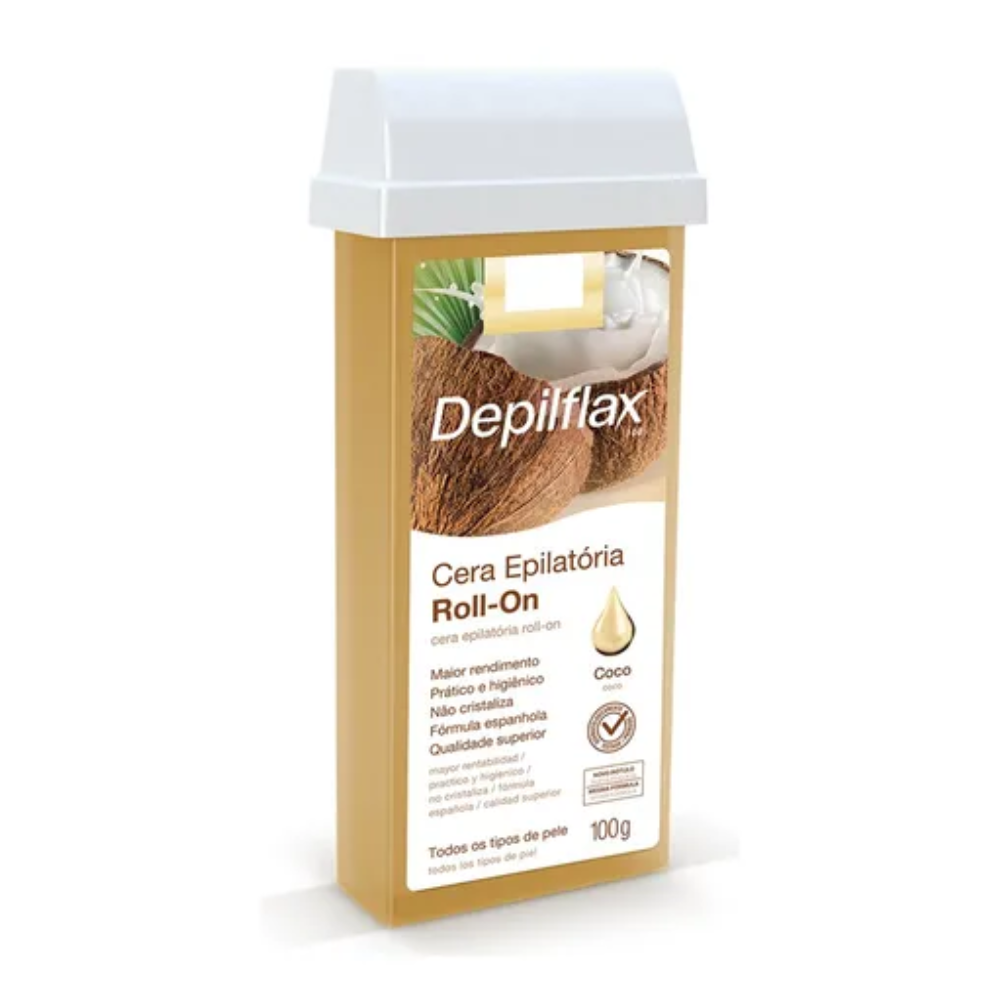 Kit 6 Refil Cera Depilatória Roll On Coco Depilflax 100g