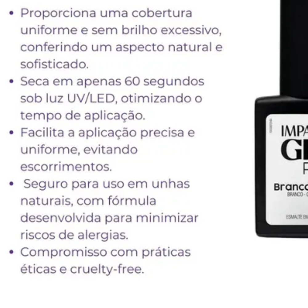 Esmalte Gel Impala Gel Plus Cremoso Branco Puro 8ml