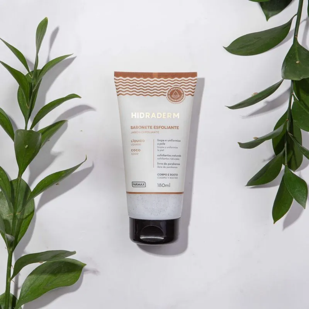 Sabonete Líquido Esfoliante Hidraderm Coco 180ml Farmax