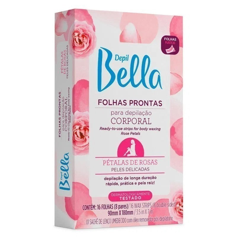 Cera Em Folhas Prontas Para Depilação Corporal Pétalas de Rosas Depil Bella 16 folhas